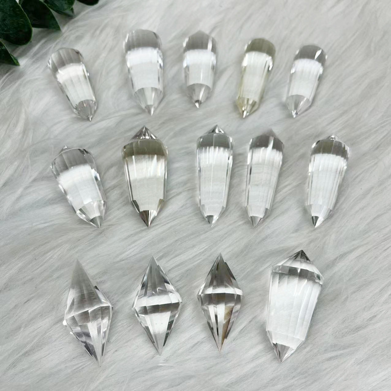 High Quality  Brazilian Clear Quartz Crystal Double Terminated Wands Vogel Points for healing