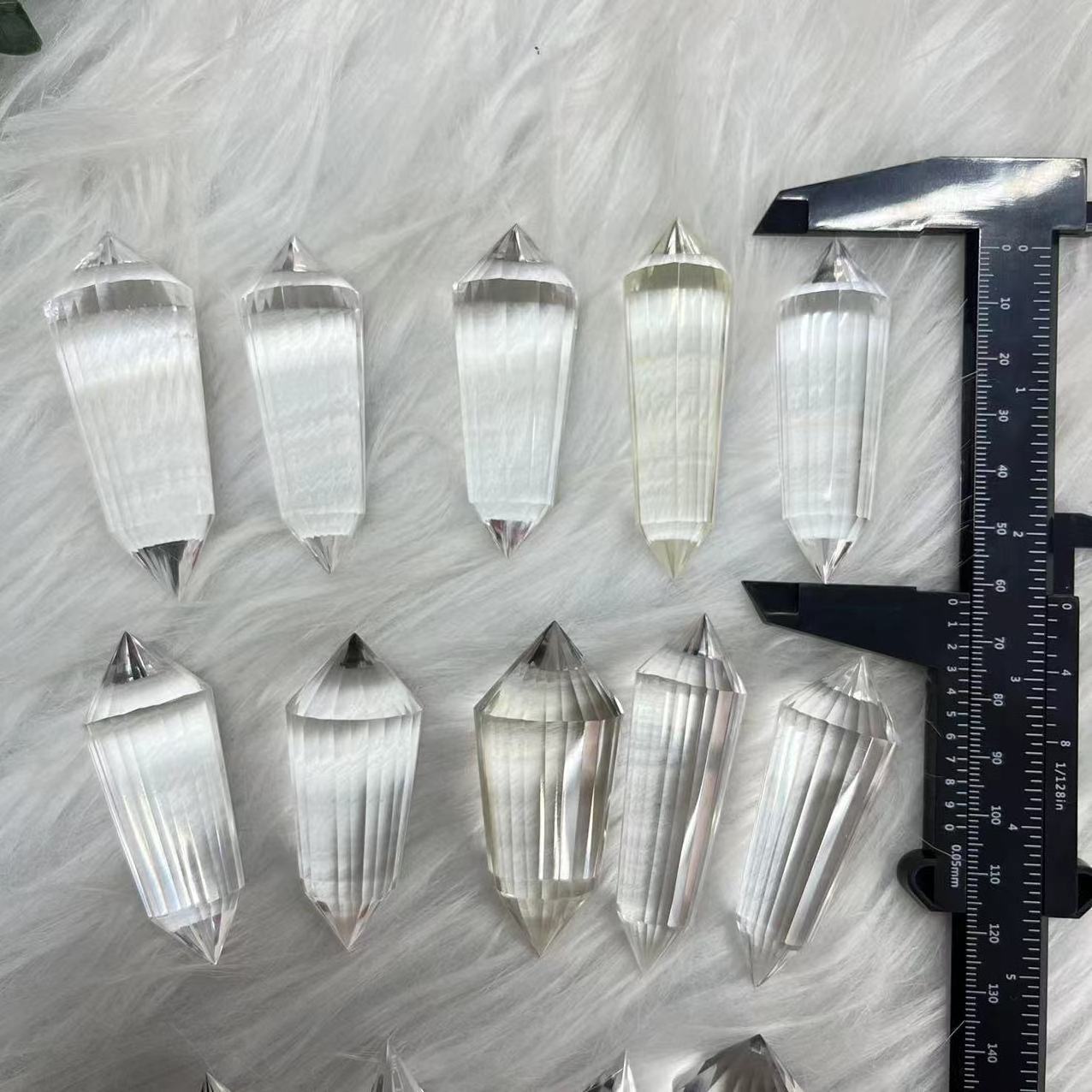 High Quality  Brazilian Clear Quartz Crystal Double Terminated Wands Vogel Points for healing