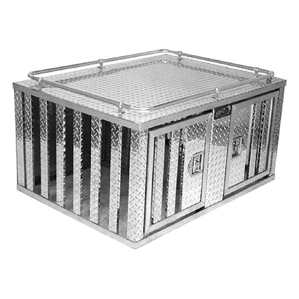 KINLIFE Bright Diamond Plate Aluminum Double Door Dog Box With Full Closure For Sale