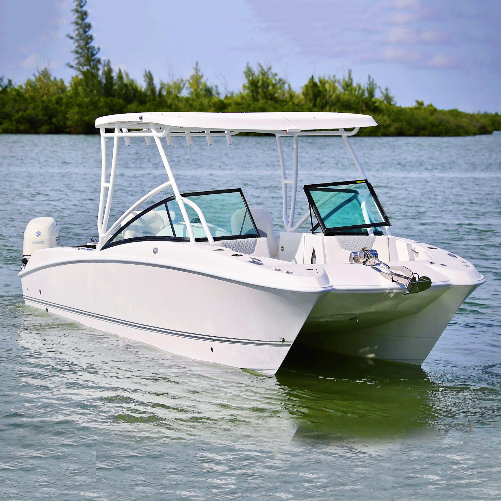 24ft 7.3m Aluminum Hard-top Dual Console Fishing Leisure Boat with Windshield