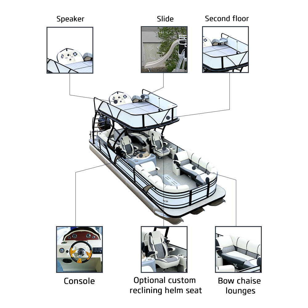 Kinocean Double decker party barge floating pontoon boat with slide