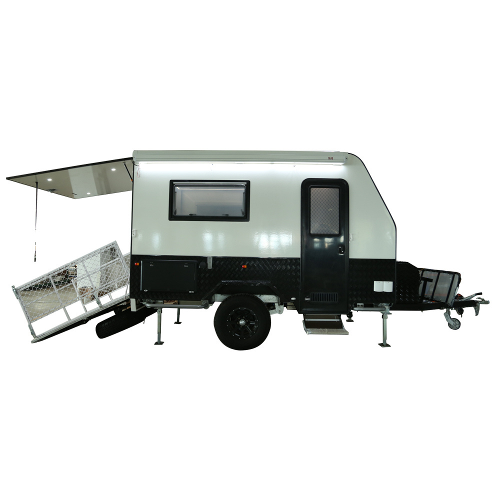 Ecocampor 12ft Offroad Toy Hauler RV Caravan Camper Trailer Mobile Caravan with Kitchen and Bathroom