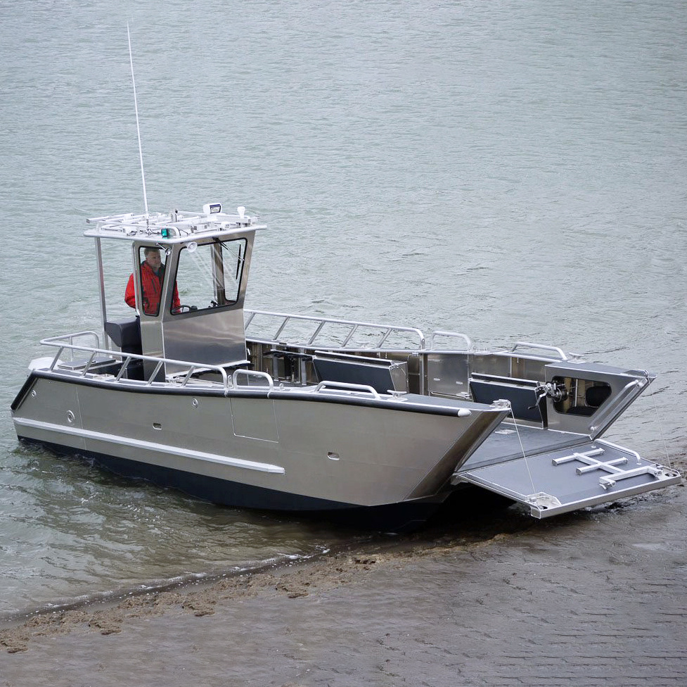 23ft Full Welded Aluminum Utility Party Barge Landing Craft Boat Kayaks with Trolling Motors