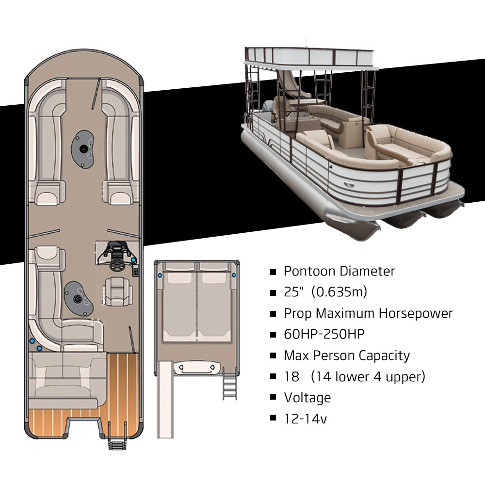 Kinocean Double decker party barge floating pontoon boat with slide