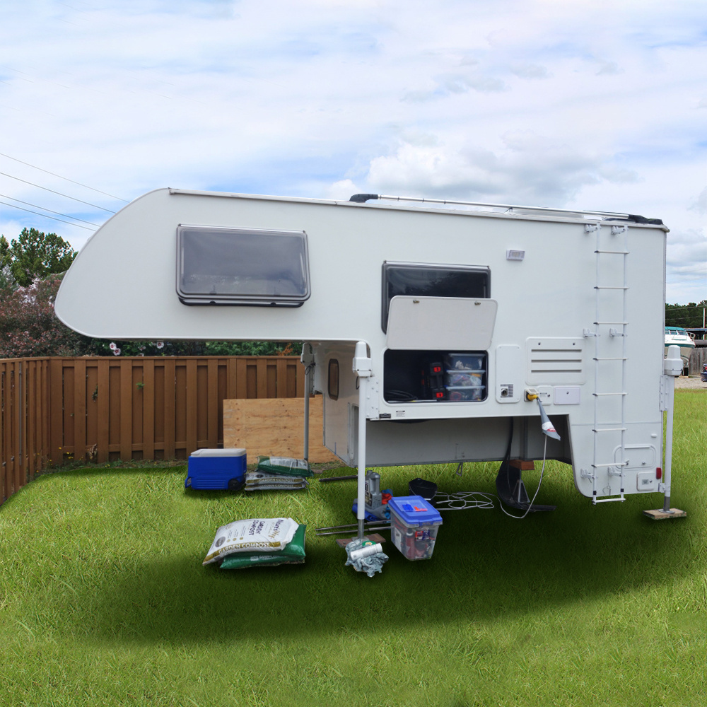 Ecocampor 4x4  Pop up Flatbed Truck Camper Slide on Campers with Toilet and Inside Kitchen for sale