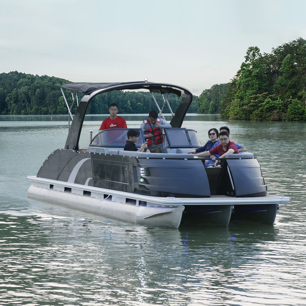 Kinocean 27ft Luxutry Fiberglass Sport Pontoon Boat for Fishing Working for Sale