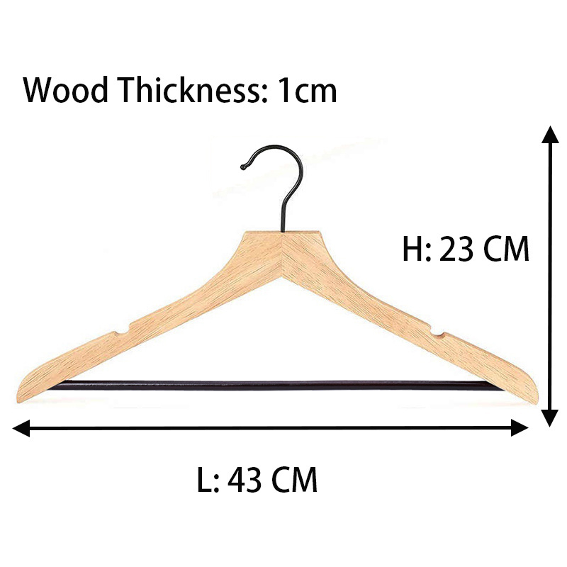 Custom LOGO Hanger Ultra Slim Space Saving Birch Wood Pants & Skirt Hangers