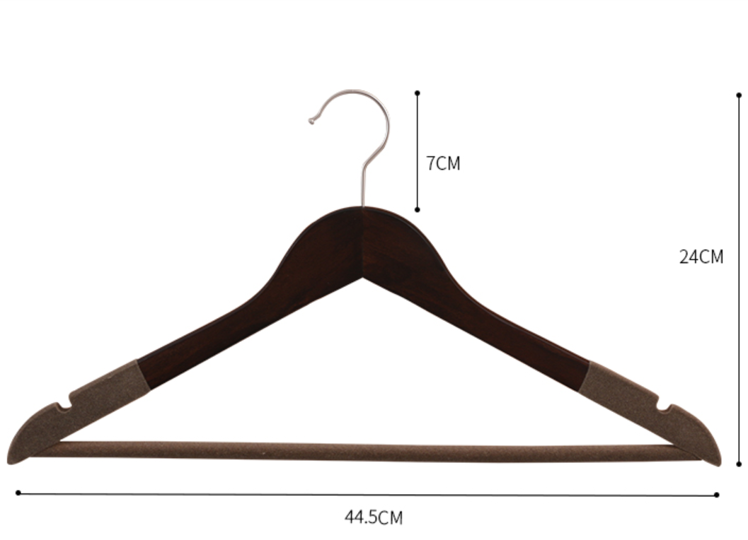 New design luxury wooden clothes hanger coat hanger wholesale anti slip velvet bar