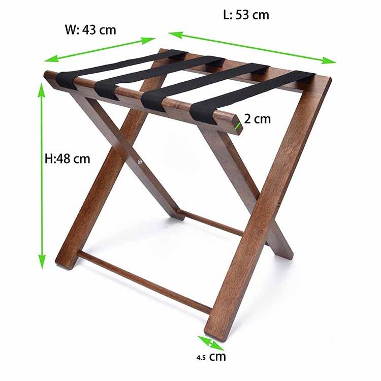 Hotel Supplies FSC Wood Heavy Duty Folding Luggage Rack For Hotel Guest Room