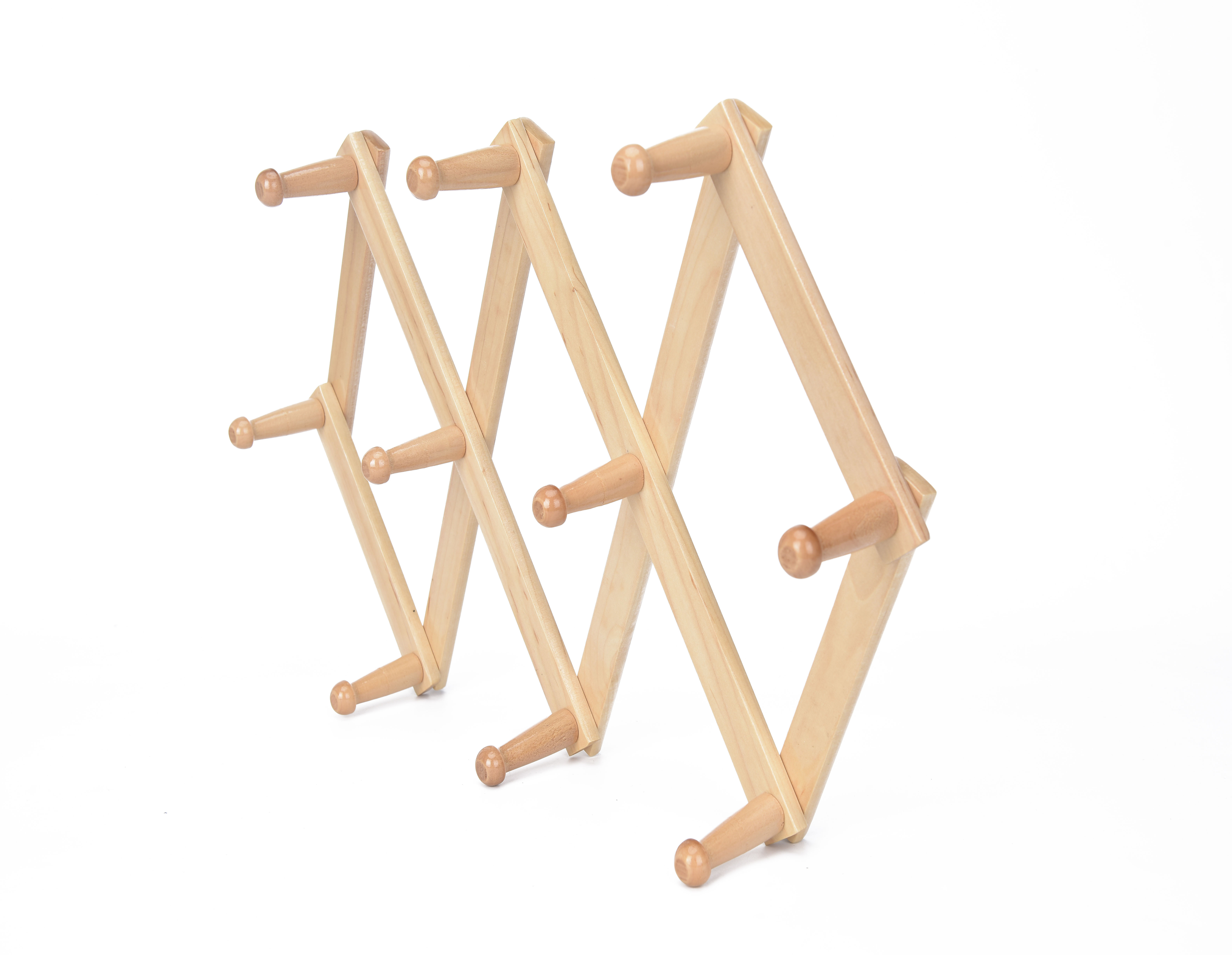 Wooden material folding wall mounted clothes hanger rack for coat hats