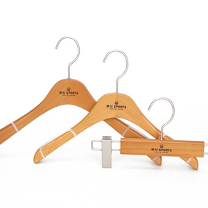 Custom brand deluxe wooden coat clothes hanger for shop display