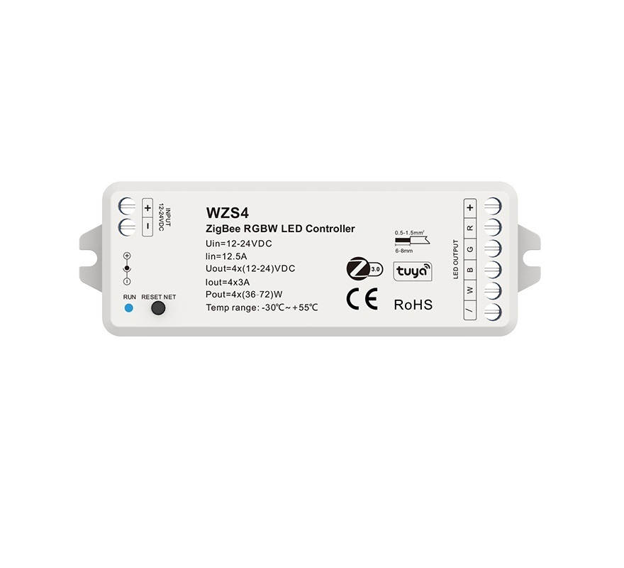 WZS4 12-24VDC 4CH*3A Zigbee RGBW RGB LED Controller Tuya Smart Switch Voice Control LED Dimmer