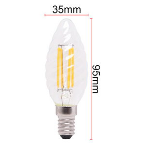 New design twisty clear glass soft filament edison led light bulb 4W 360LM E14  led bulb filament