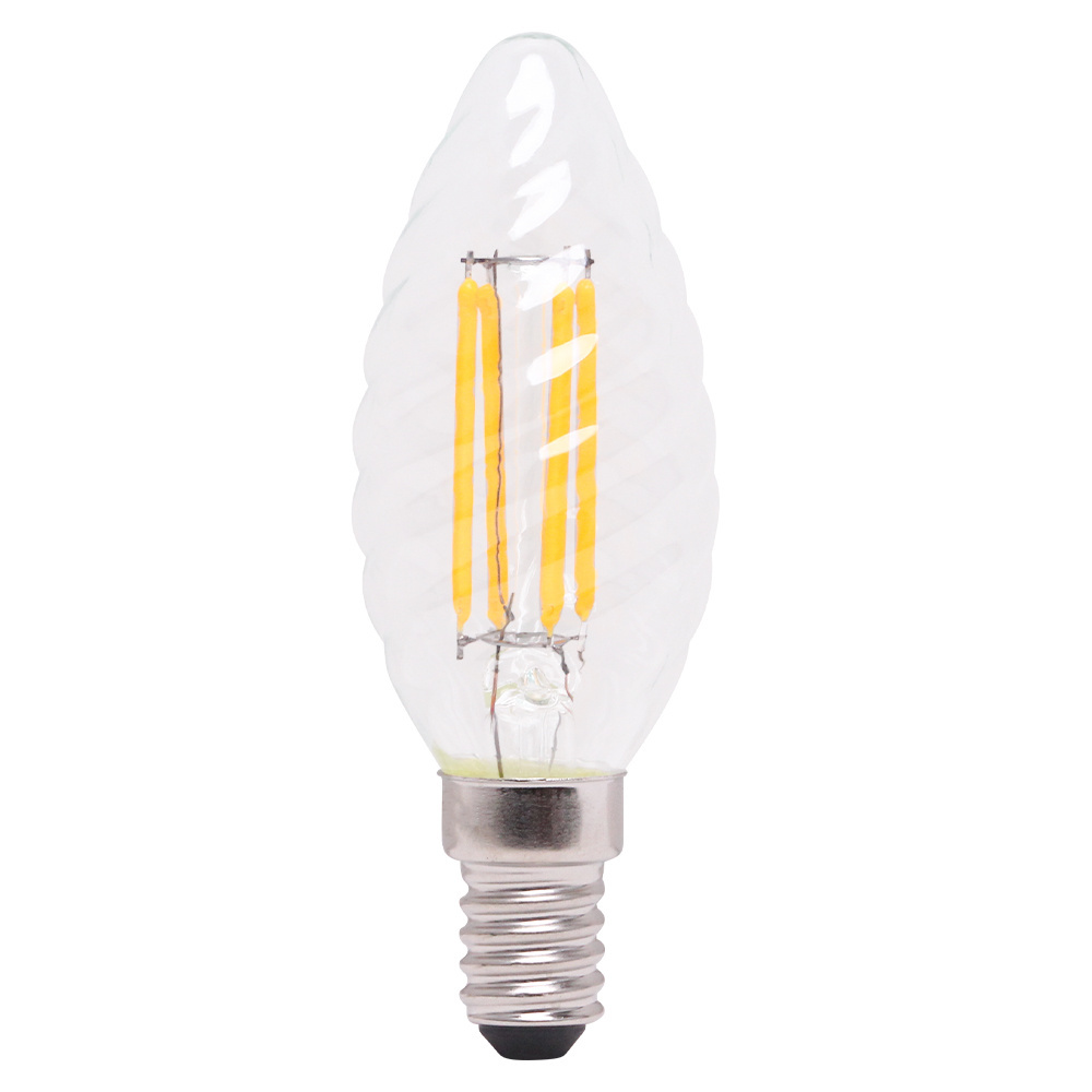 New design twisty clear glass soft filament edison led light bulb 4W 360LM E14  led bulb filament