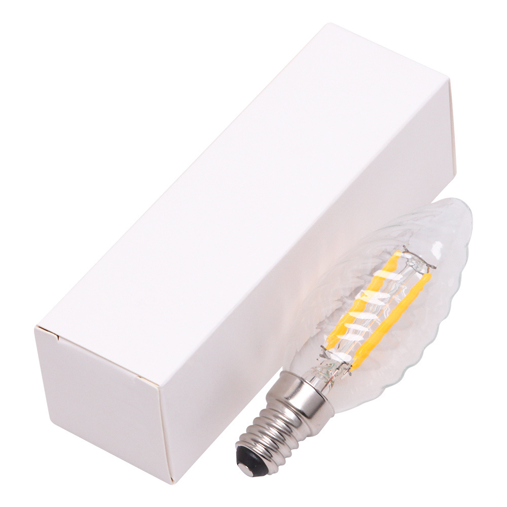 New design twisty clear glass soft filament edison led light bulb 4W 360LM E14  led bulb filament