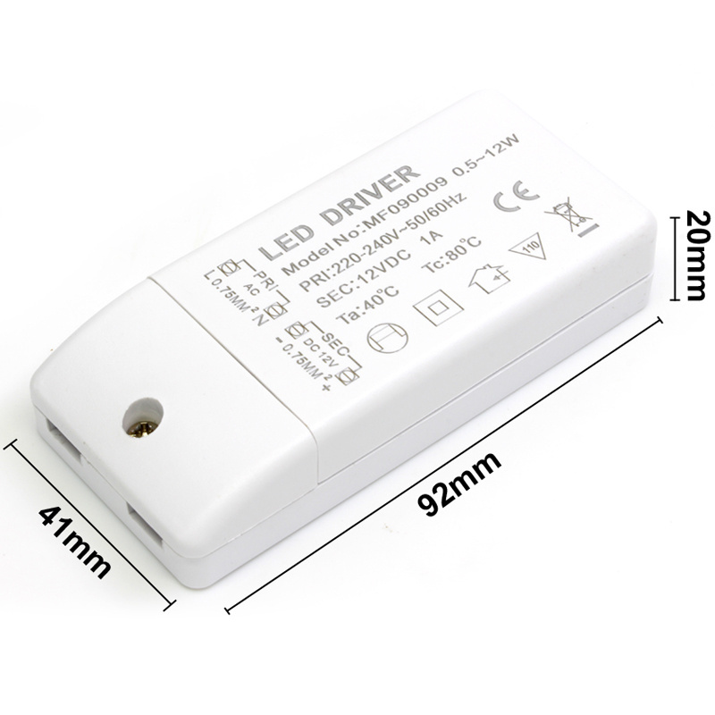 Factory price Plastic 12W 1A power supply Constant voltage DC12V led lighting driver