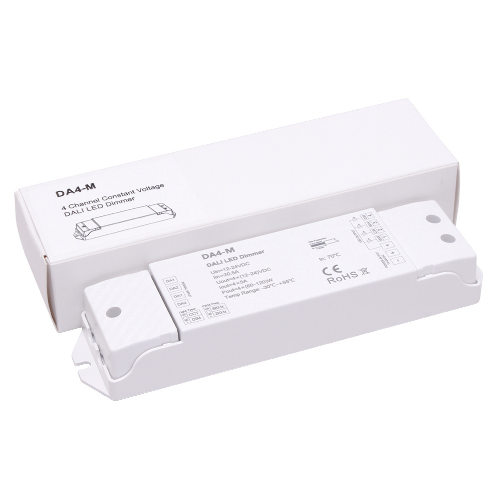 DA4-M 4 Channel Constant Voltage DALI LED Dimmer DT6 dimming DT8 CCT RGB RGBW DALI LED controller