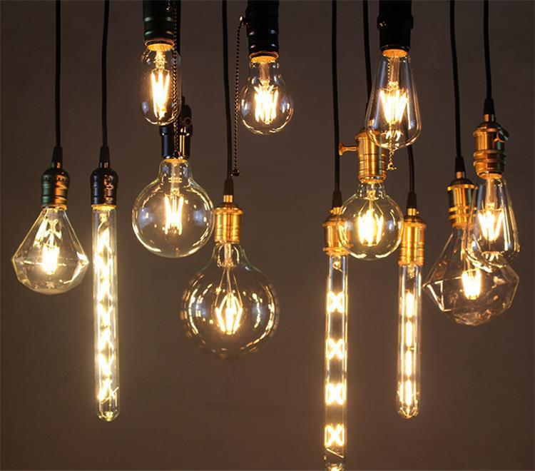 led light bulb 220V LED Filament Bulb Edison Lamp E27 E26 B22 long tube light decoration