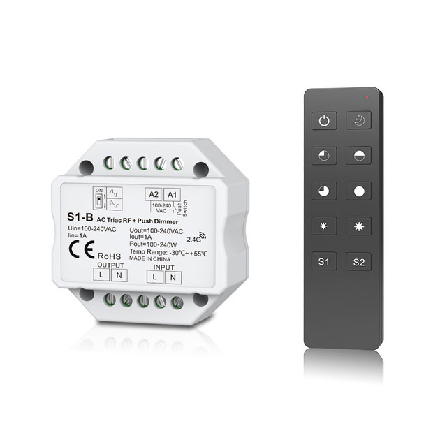 S1-B(WT) 240V 1CH Wifi LED Triac Dimmer RF2.4G Push Dim Tuya Dimmer Switch