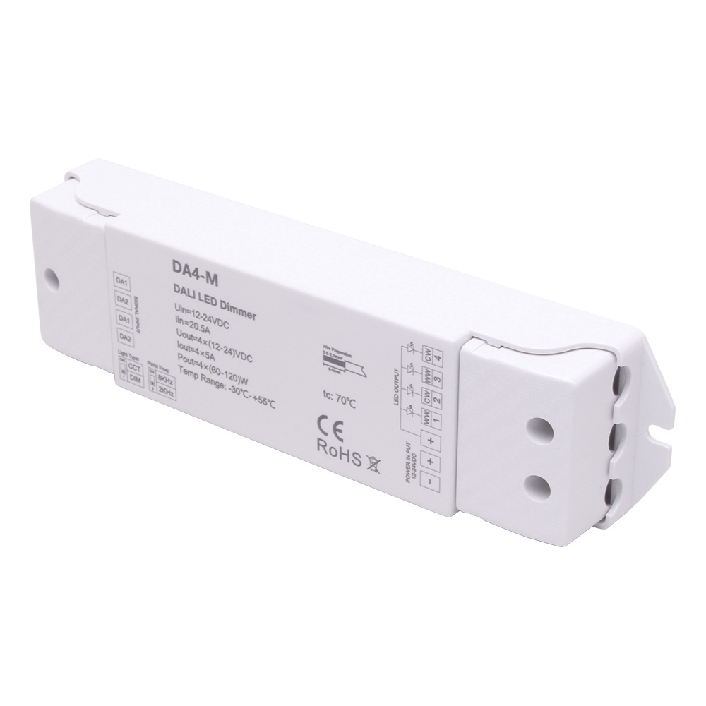 DA4-M 4 Channel Constant Voltage DALI LED Dimmer DT6 dimming DT8 CCT RGB RGBW DALI LED controller