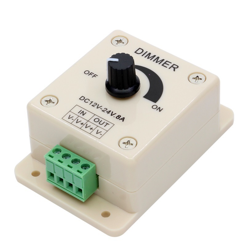 8A Single Color Knob Dimmer 12V 24V LED Rotary Wall LED Dimmer Switch