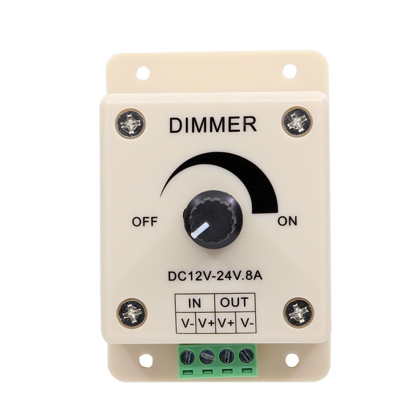 8A Single Color Knob Dimmer 12V 24V LED Rotary Wall LED Dimmer Switch