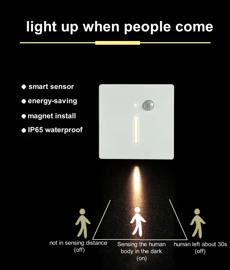 PIR sensor LED step light aluminum waterproof floor walking light