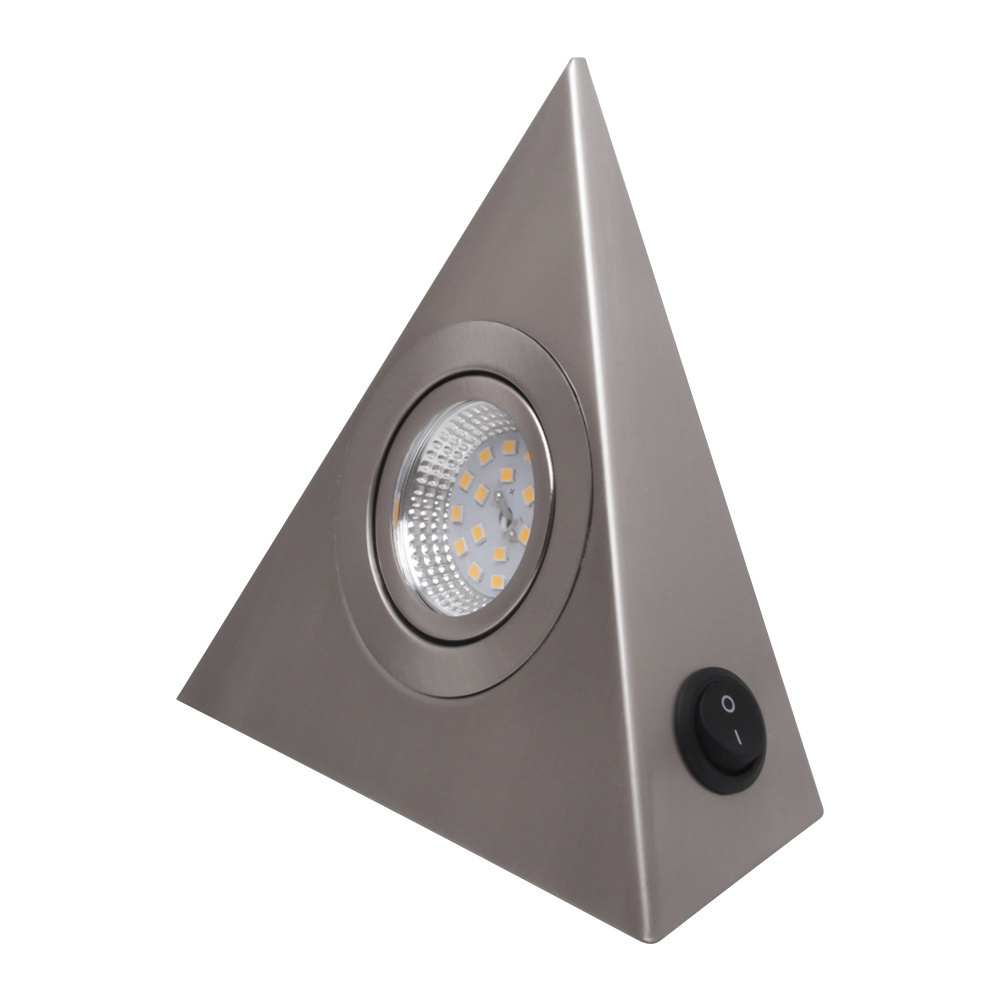 3W Steel AC230V Triangle Switch on-off LED Kitchen/Wardrobe Cabinet Light