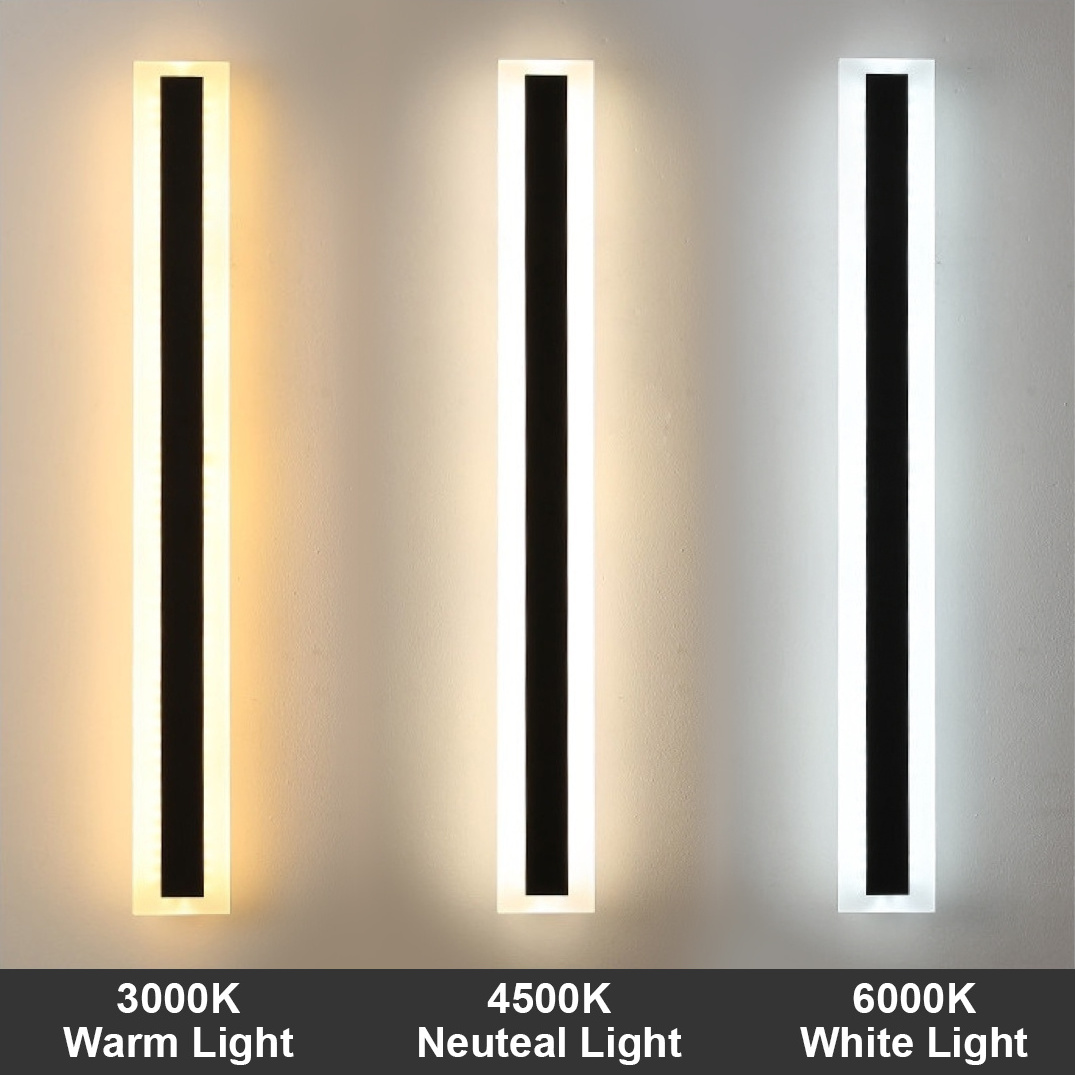 2023 Modern Outdoor Exterior Linear Strip Wall Lamp Waterproof IP65 3000K Warm White Garden Sconce Long LED outdoor Wall Lights