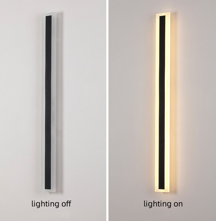 Black Exterior Outdoor Wall Lamp Long LED Linear Lights 3000K for House Living Room Corridor