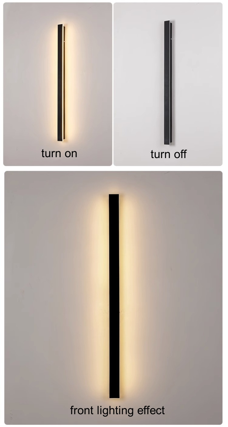 Linear Wall Sconces Modern LED Wall Lights IP65 Rectangular Black Wall lamp for Garden Porch Villa Sconce Light