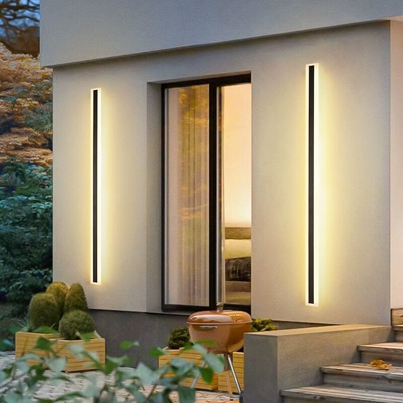 Black Exterior Outdoor Wall Lamp Long LED Linear Lights 3000K for House Living Room Corridor