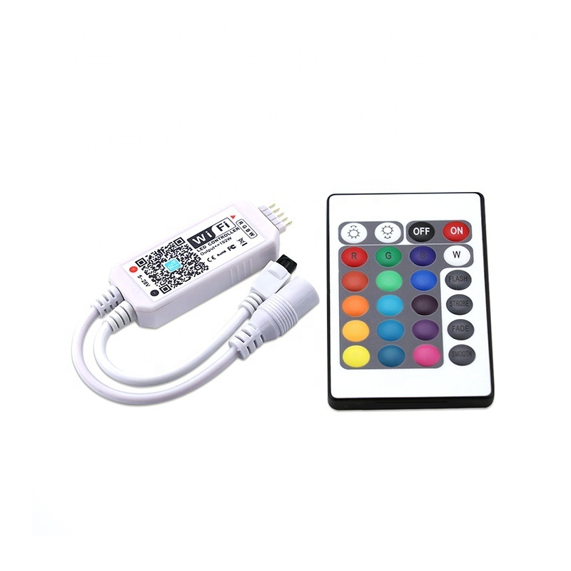 Magic Home Wifi LED RGBW Controller DC5V 12V 24V Mini Wifi 24 IR Key Remote Controller for RGBW LED Strip