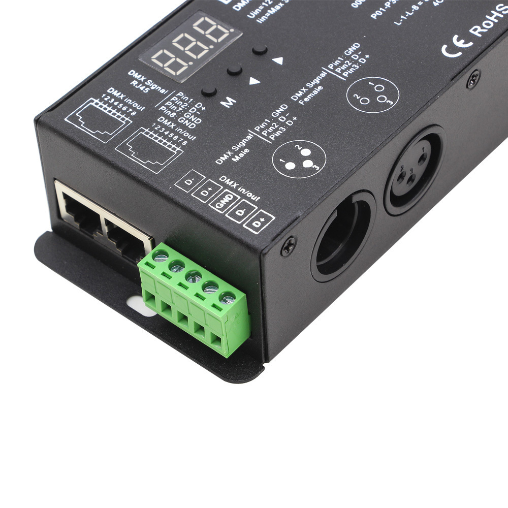 Light Controller Led Dmx Decoder Rgbw 4 channel PWM Constant Voltage DMX Decoder with Digital Display