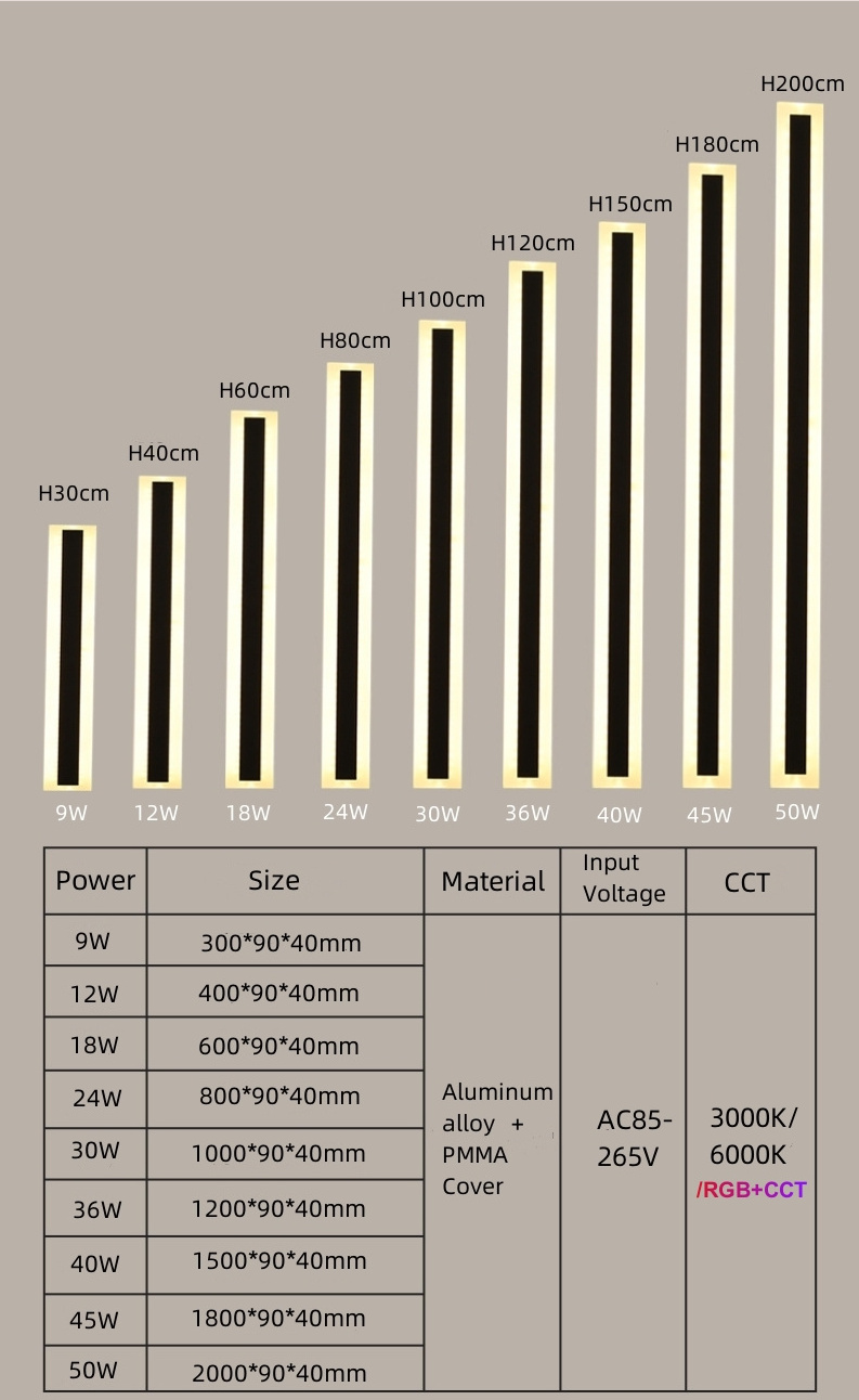 Smart RGB LED Wall lines long strip linear wall lamp remote control RGB color changing lighting