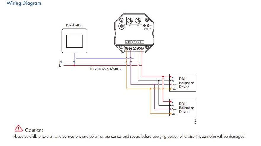 DA-P Led Controller DALI Push Dimmer Switch Small Dimmer Controller for DALI Drivers or Ballasts