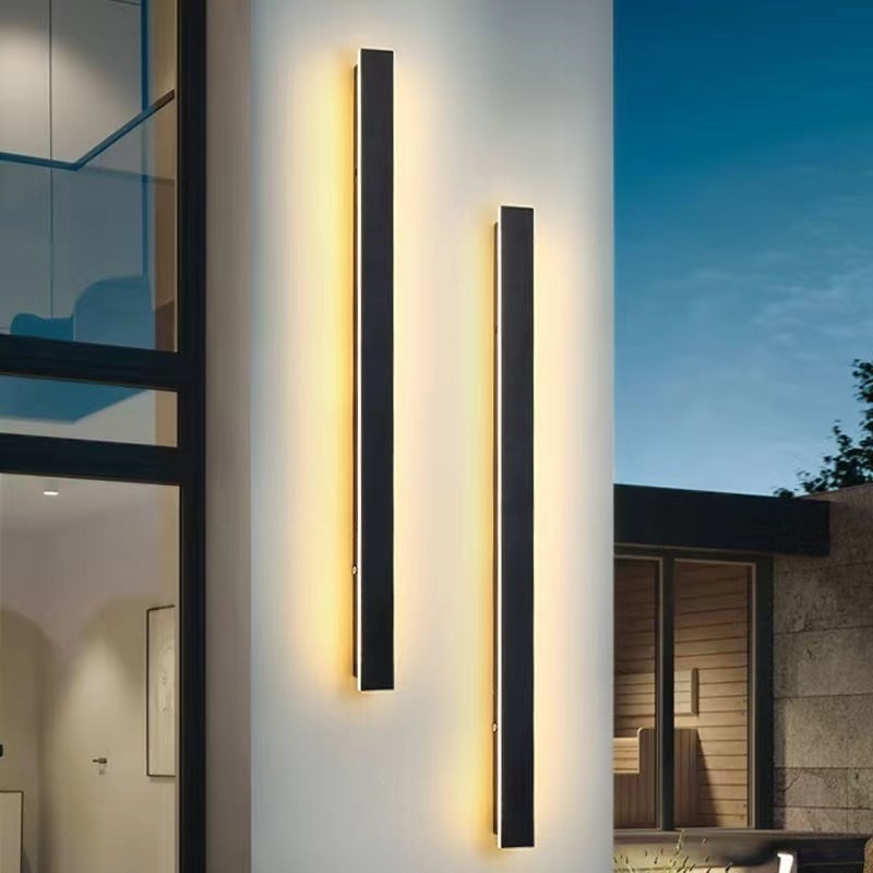 Linear Wall Sconces Modern LED Wall Lights IP65 Rectangular Black Wall lamp for Garden Porch Villa Sconce Light