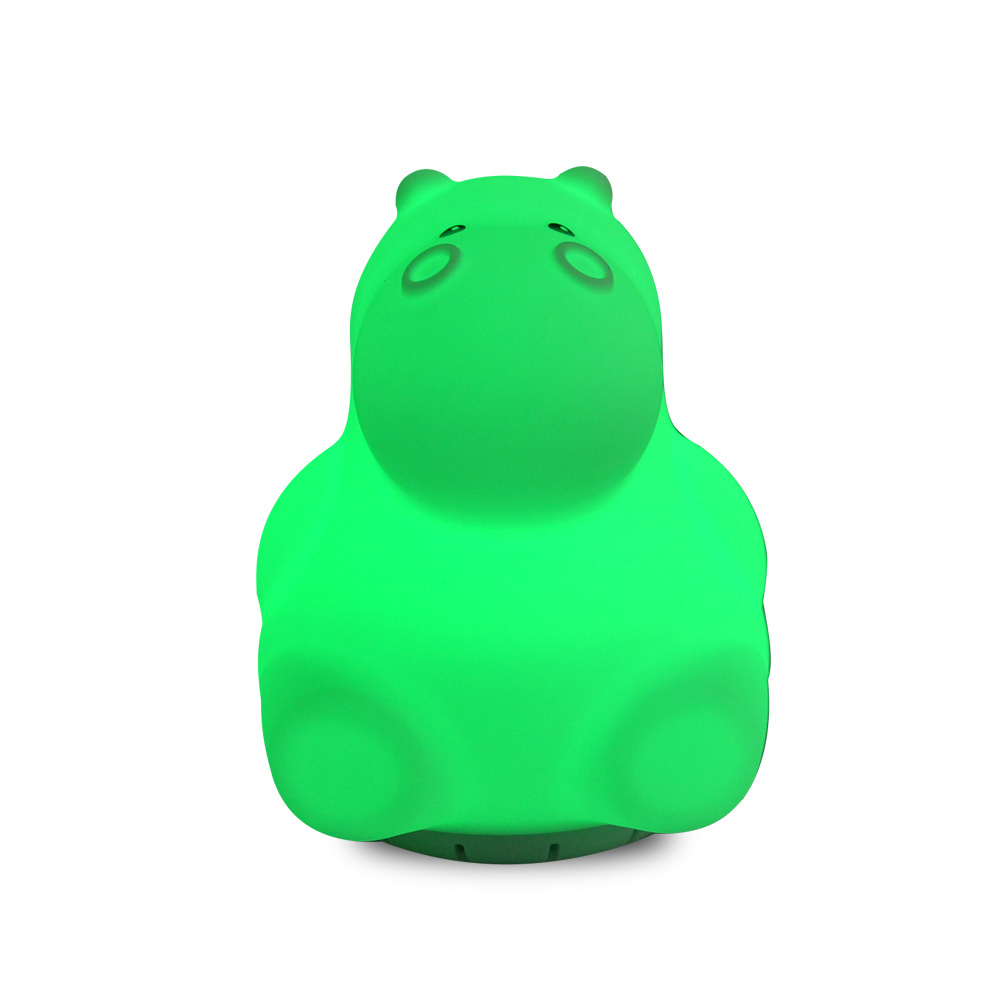 Animal Hippo Shape Rechargeable LED Night Lamps Mini Portable Wireless Blue Tooth Speaker With Led Lights