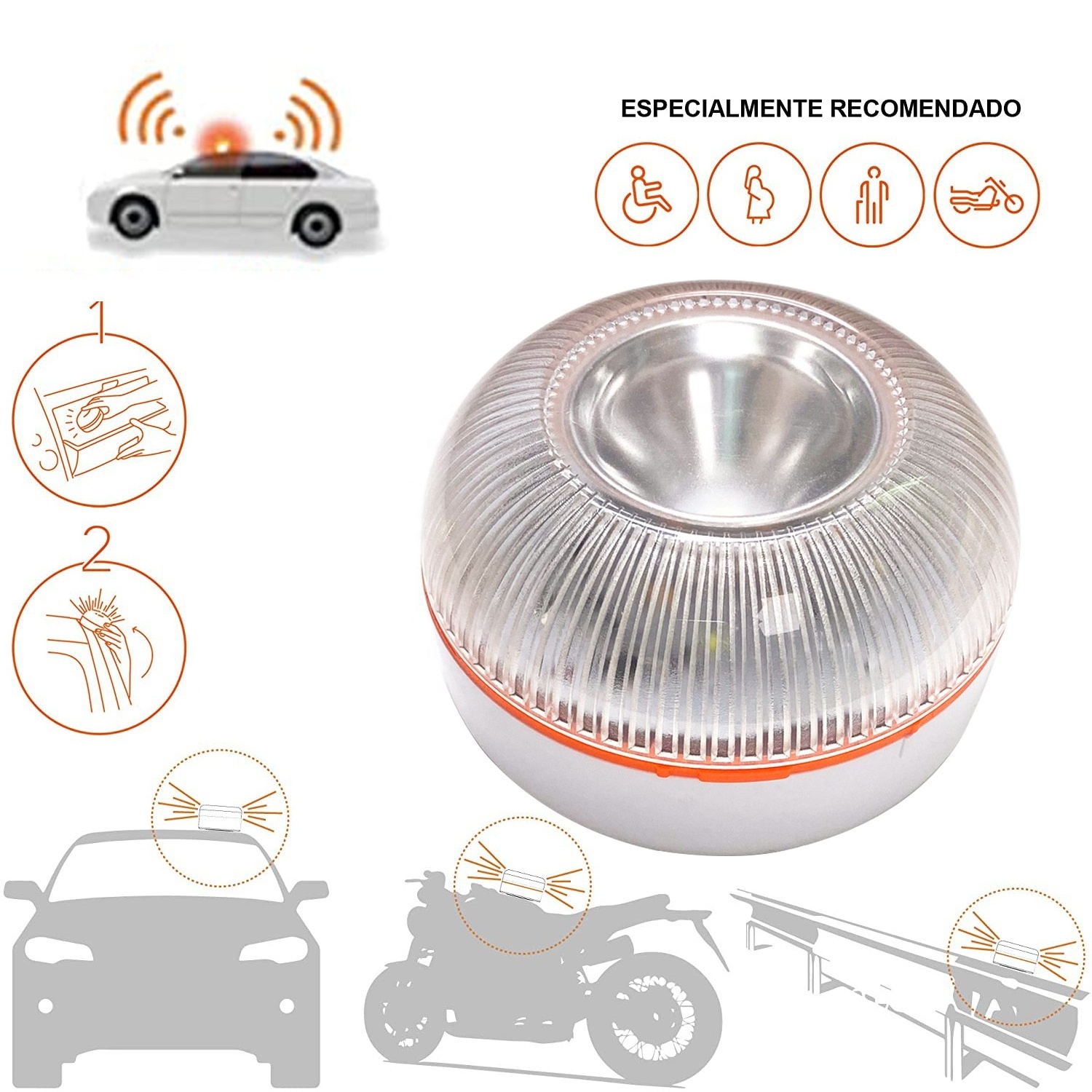 Newest V16 standard rechargeable led flashing light Roadside Emergency warning light for cars BL03 magnetic amber white