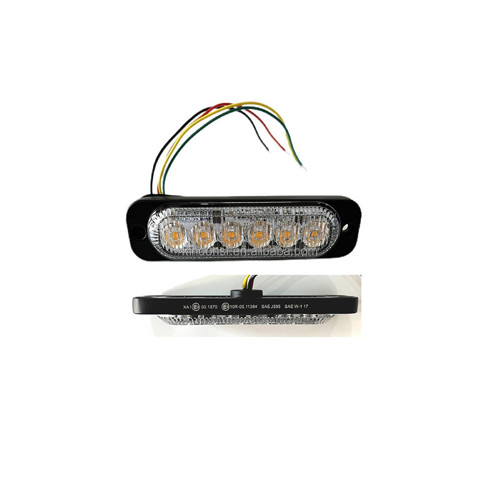 ECE R65 R10 SAE J595 SAE W-1 approved Ultra slim red blue amber white green 6 LED strobe lighthead grille light LTD661BR