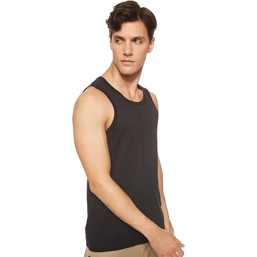 100% Cotton Gym Fitness Breathable Ribbed Absorb Sweat Wife Beater men blank drop Tank Top Plain Plus Size Men's Tank Tops