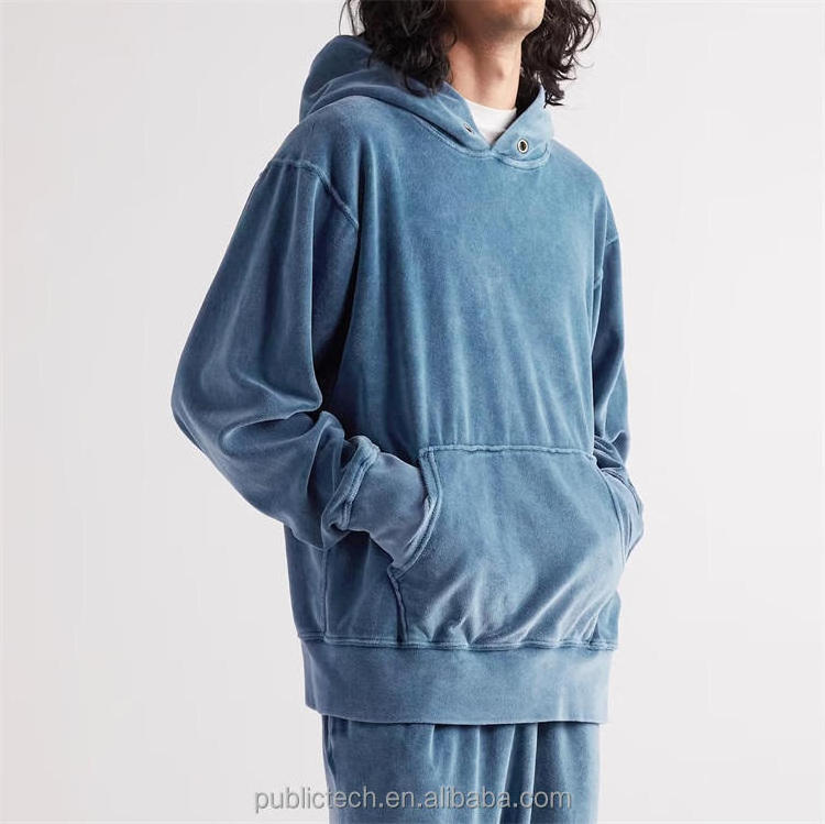 Plain Casual Hot Sale Custom Garment Dyed Cotton Wholesale Blank Vintage Velour Tracksuit For Men