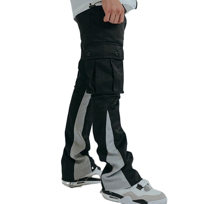 customized sweat pants blank jogger black trousers cargo sweatpants flared multi pocket patchwork baggy pants