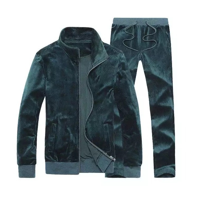 Custom OEM best fitting Jogging Tracksuit Men Two Piece Jacket Jogger Sets Solid Color Men Velour plain Tracksuit Set plus size