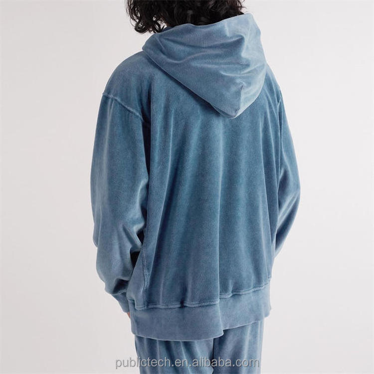 Plain Casual Hot Sale Custom Garment Dyed Cotton Wholesale Blank Vintage Velour Tracksuit For Men