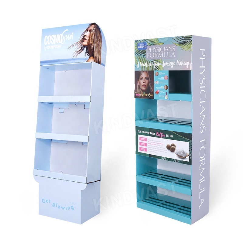 Cardboard Cosmetics Store Perfume Eyelash Lash Lipstick Makeup Paper Cardboard Display Rack Floor Stand Cardboard Display Stand