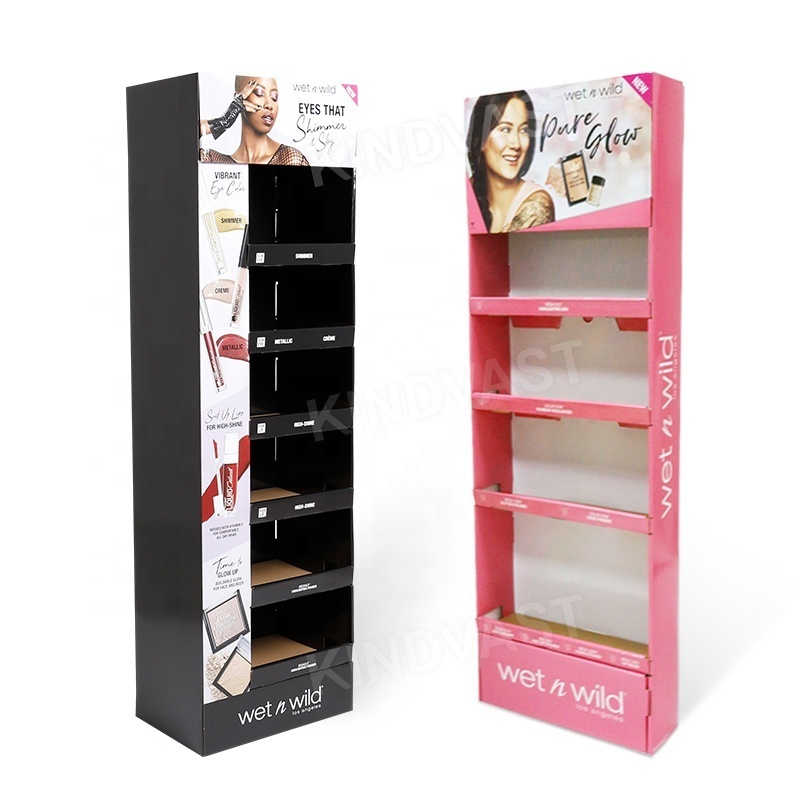 Cardboard Cosmetics Store Perfume Eyelash Lash Lipstick Makeup Paper Cardboard Display Rack Floor Stand Cardboard Display Stand