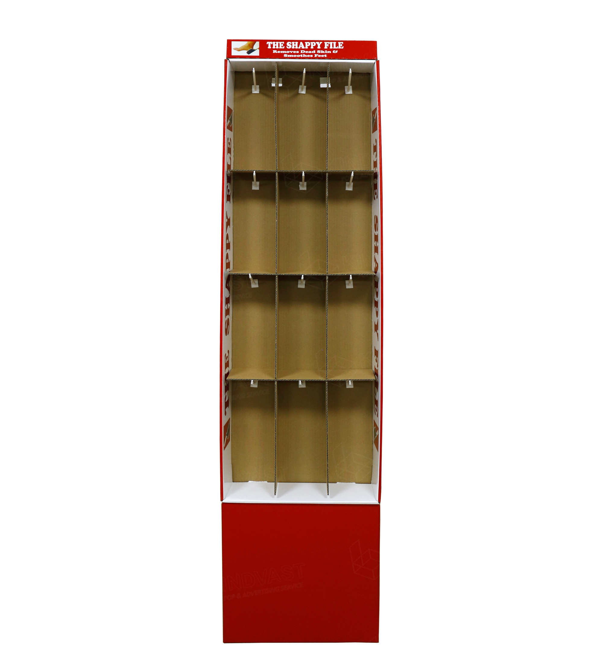 Pegboard Hook Display Stand Cardboard for supermarket promotion red grid floor-to-ceiling Wig Hair Extension hook display racks