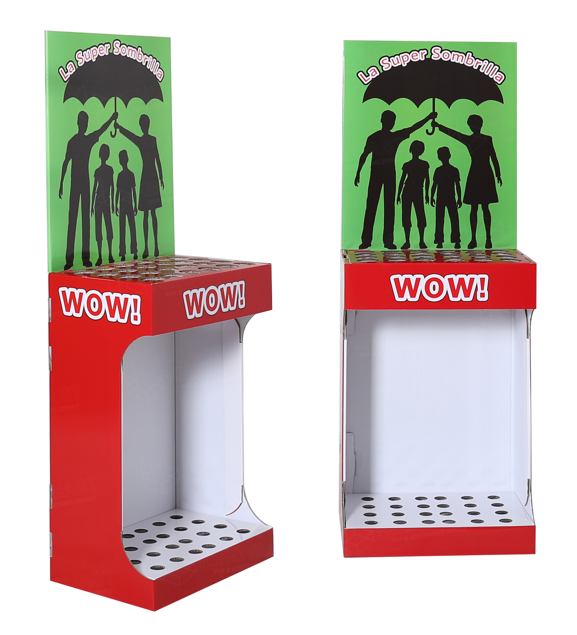 Custom Corrugated Paper Pallet Display Offset Printing Cardboard Display Stand for Umbrella