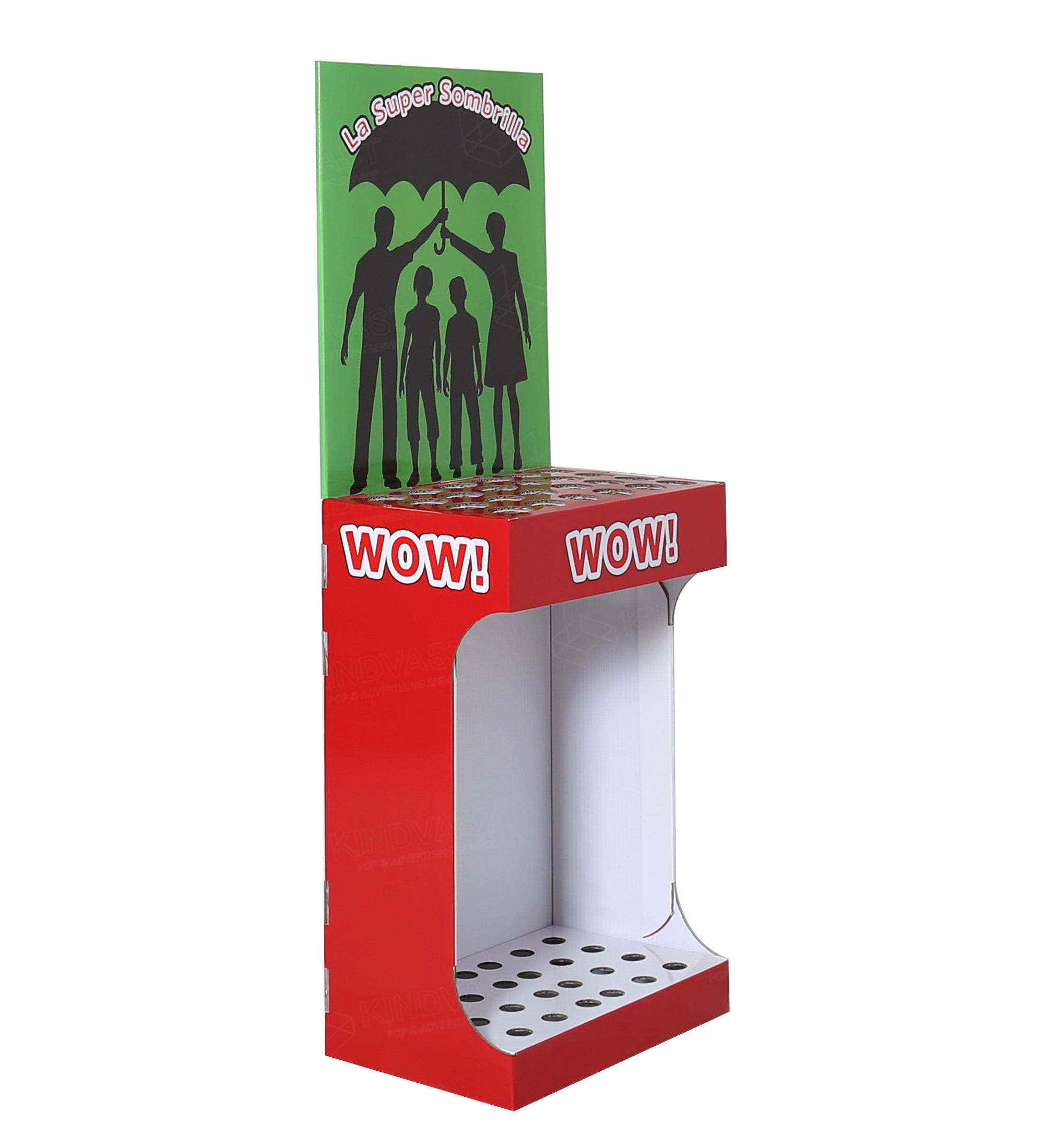 Custom Corrugated Paper Pallet Display Offset Printing Cardboard Display Stand for Umbrella